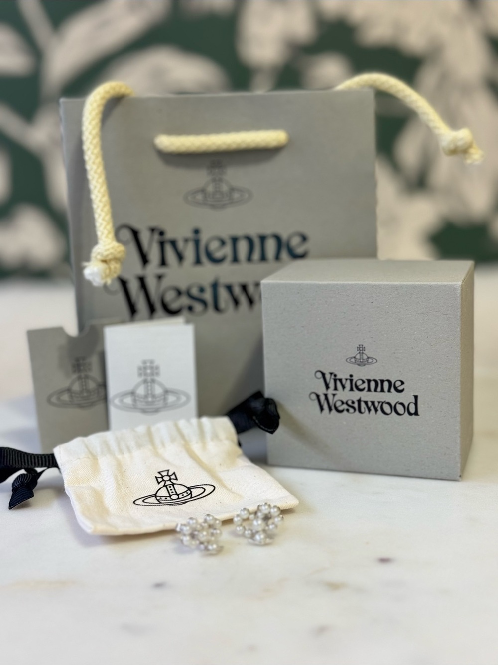 Vivienne Westwood “Viviana” Silver & Pearl Drop Earrings FULL INCLUSION